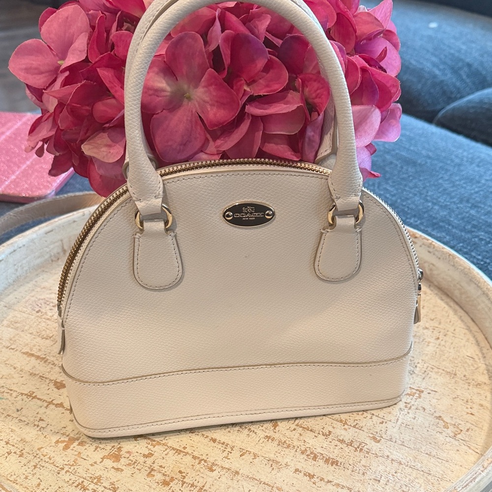 Coach Chalk Small  White Dome Satchel with Gold Hardware